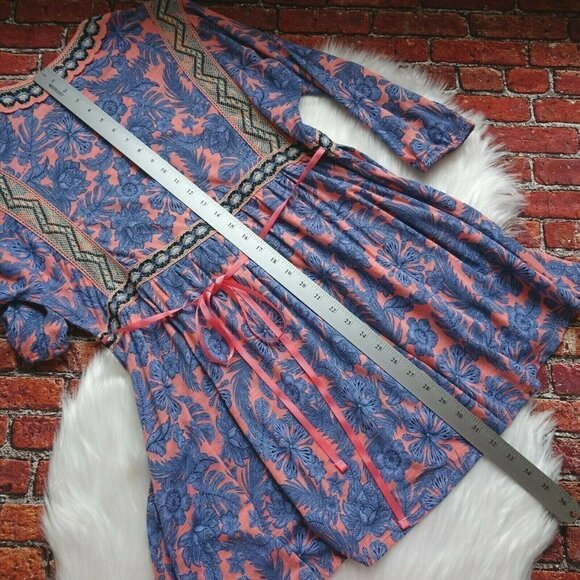 J. Jill Women's Tunic Top Crochet Trim Floral Tie-Back Blouse Boho Oversized XS - Picture 12 of 12